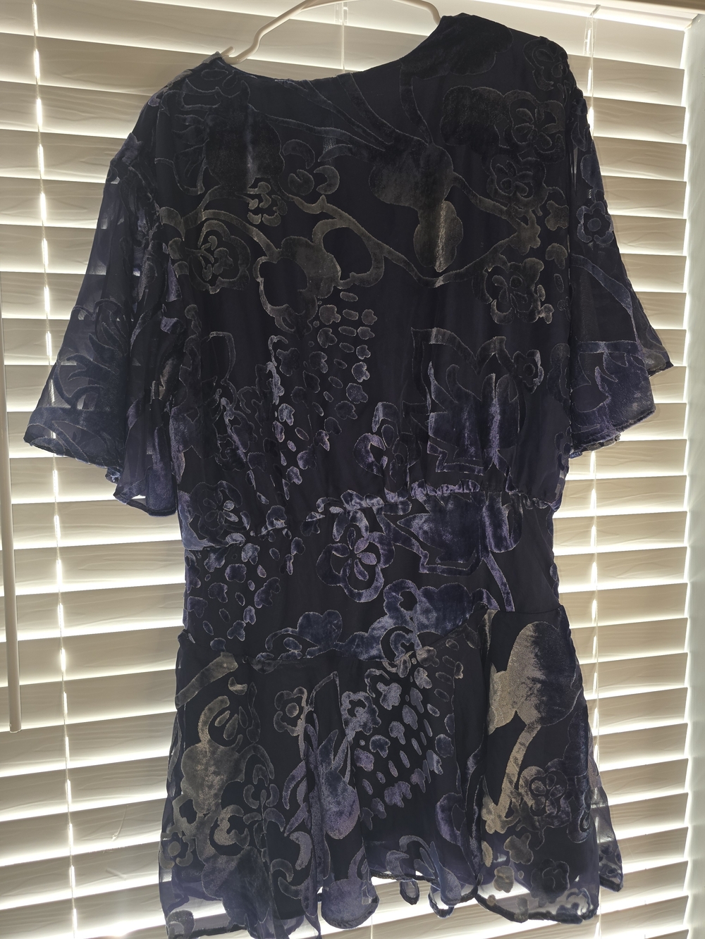 Free People Navy Blue Floral Velvet Mini Dress - Picture 4 of 5